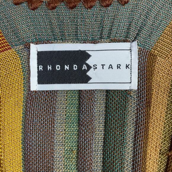 Rhonda Stark Southwestern Italian Acrylic Carnival Stripe Fringe Serape Shawl OS - Picture 8 of 10